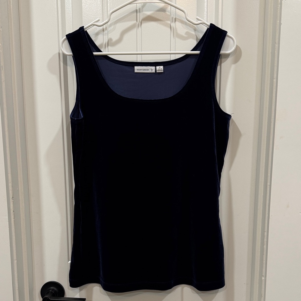 Susan Graver Navy Velvet Sleeveless Top
